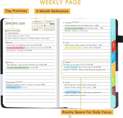 2026 Planner, A5 (5.6"x 8.5") Planner 2026 Jan-Dec, Monthly/Weekly/Daily Tabs with Contacts & Holidays, PU Leather Cover & 100gsm Paper, Organizer for School and Business Supplies (Sage Green) in Saudi Arabia