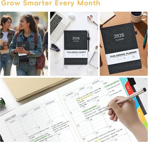 2026 Planner, A5 (5.6"x 8.5") Planner 2026 Jan-Dec, Monthly/Weekly/Daily Tabs with Contacts & Holidays, PU Leather Cover & 100gsm Paper, Organizer for School and Business Supplies (Sage Green) in Saudi Arabia