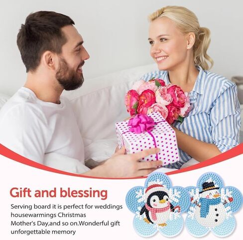 Yarnmate 8 PCS Christmas Diamond Painting Coasters مجموعات مع حامل ، مجموعات Coaster Art Diamond Diy للبالغين ، توفيات CARTERS Diamonds للهدايا للهدايا ديكور العطلات in Kuwait