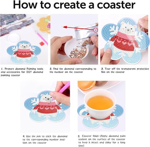Yarnmate 8 PCS Christmas Diamond Painting Coasters مجموعات مع حامل ، مجموعات Coaster Art Diamond Diy للبالغين ، توفيات CARTERS Diamonds للهدايا للهدايا ديكور العطلات in Kuwait