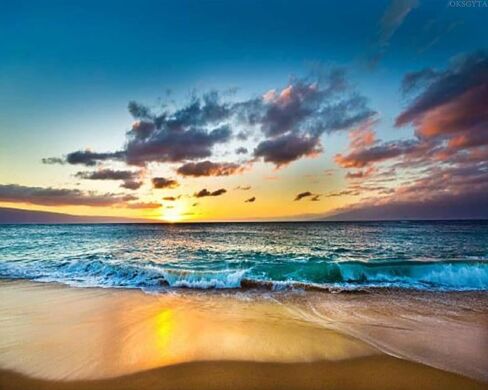 OKSGYTA DIY Paint by Numbers Kaanapali Beach West Shore Maui Hawaii at Sunset Canvas Painting Set with Acrylic Pigment Paintbrush for Adults Beginners Artwork Gift 16" x 20" in Saudi Arabia