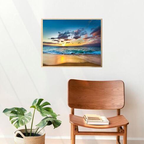 OKSGYTA DIY Paint by Numbers Kaanapali Beach West Shore Maui Hawaii at Sunset Canvas Painting Set with Acrylic Pigment Paintbrush for Adults Beginners Artwork Gift 16" x 20" in Saudi Arabia