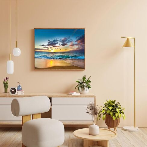 OKSGYTA DIY Paint by Numbers Kaanapali Beach West Shore Maui Hawaii at Sunset Canvas Painting Set with Acrylic Pigment Paintbrush for Adults Beginners Artwork Gift 16" x 20" in Saudi Arabia