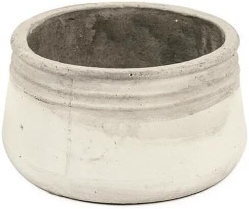 Zentique White Cement Planter Bowl – Round Low Concrete Pot for Succulents, Herbs, or Decorative Accents – Rustic Indoor/Outdoor Vessel (Large) in Saudi Arabia
