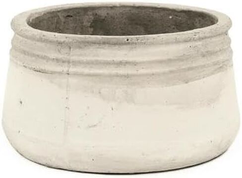 Zentique White Cement Planter Bowl – Round Low Concrete Pot for Succulents, Herbs, or Decorative Accents – Rustic Indoor/Outdoor Vessel (Large) in Saudi Arabia