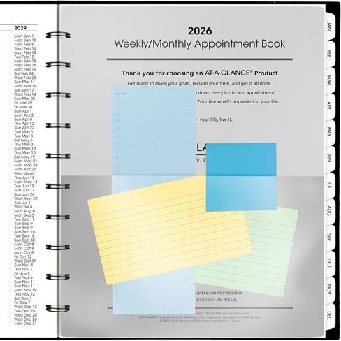 AT-A-GLANCE 2026 Appointment Book Planner, Weekly & Monthly, 8.75" x 11", Large, Move-A-Page, Black (70950E0526) in Saudi Arabia