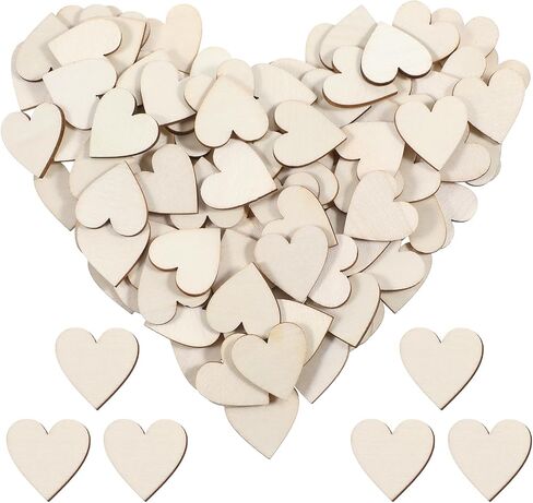 100 PCS قلوب خشبية للحرف اليدوية ، و 1 بوصة خشبية صغيرة قلوب قطع شرائح الخشب غير المكتملة علامة قلب علامة لضيوف الزفاف in Saudi Arabia