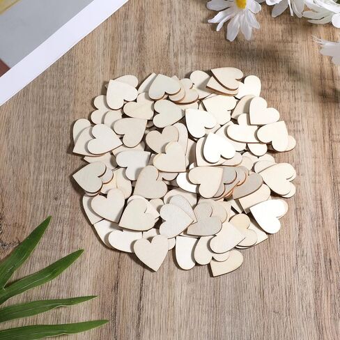 100 PCS قلوب خشبية للحرف اليدوية ، و 1 بوصة خشبية صغيرة قلوب قطع شرائح الخشب غير المكتملة علامة قلب علامة لضيوف الزفاف in Saudi Arabia