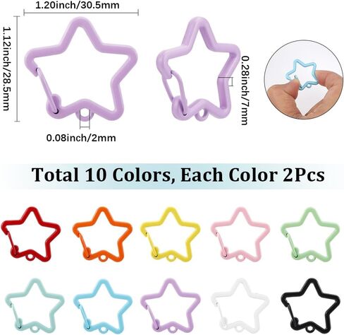 Sunnyclue 1 Box 20pcs 10 Colors Star Lobster Clasp keychain Star Spring Clasp Collfullitulfull Metal Snap Hooks Clip Spring Buckle Trigger for Jewelry Making Diy Keyrings Decor Crafts Accessories Onvorials ader in Saudi Arabia
