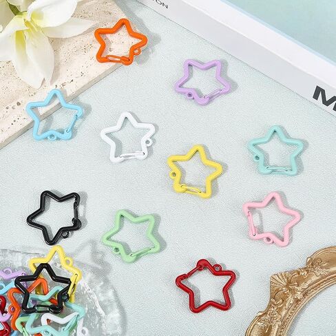 Sunnyclue 1 Box 20pcs 10 Colors Star Lobster Clasp keychain Star Spring Clasp Collfullitulfull Metal Snap Hooks Clip Spring Buckle Trigger for Jewelry Making Diy Keyrings Decor Crafts Accessories Onvorials ader in Saudi Arabia