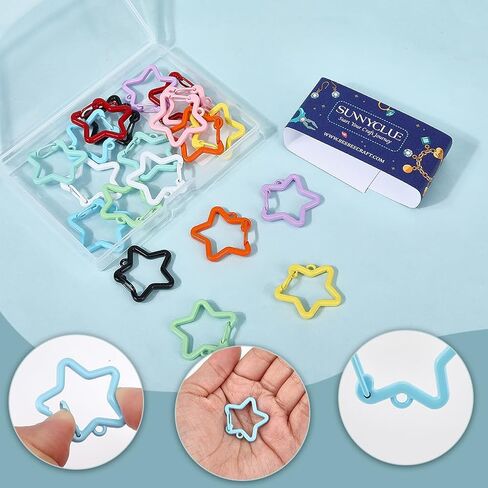 Sunnyclue 1 Box 20pcs 10 Colors Star Lobster Clasp keychain Star Spring Clasp Collfullitulfull Metal Snap Hooks Clip Spring Buckle Trigger for Jewelry Making Diy Keyrings Decor Crafts Accessories Onvorials ader in Saudi Arabia