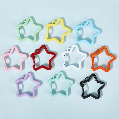 Sunnyclue 1 Box 20pcs 10 Colors Star Lobster Clasp keychain Star Spring Clasp Collfullitulfull Metal Snap Hooks Clip Spring Buckle Trigger for Jewelry Making Diy Keyrings Decor Crafts Accessories Onvorials ader in Saudi Arabia