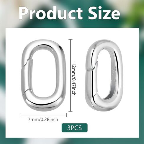 Webeedy 3 PCS 925 Clasps sterling Silver Oval Jewelry لصنع المجوهرات ، قلادة ، سوار ، أقراط ، موسع سوار ، 12 × 7 مم/0.47x0.28 '' ' in Saudi Arabia