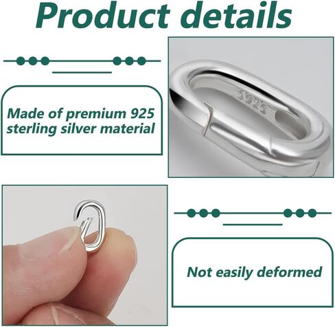 Webeedy 3 PCS 925 Clasps sterling Silver Oval Jewelry لصنع المجوهرات ، قلادة ، سوار ، أقراط ، موسع سوار ، 12 × 7 مم/0.47x0.28 '' ' in Saudi Arabia