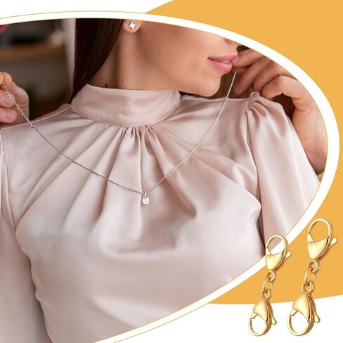 4 PCS Gold Double Lobster Clasp Extender, Necklace Chain Extension Double Claw End Clasps Design, Bracelet Extender Connector Clasp for DIY Jewelry Making in Kuwait