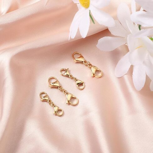 4 PCS Gold Double Lobster Clasp Extender, Necklace Chain Extension Double Claw End Clasps Design, Bracelet Extender Connector Clasp for DIY Jewelry Making in Kuwait