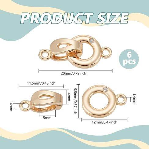 Benecreat 6pcs طية فوق مجموعة المشبك ، مقاطع تمديد قلادة مطلية 14K ، قفلات المجوهرات لحرف المجوهرات DIY صنع سوار نساء 20 ملم in Kuwait