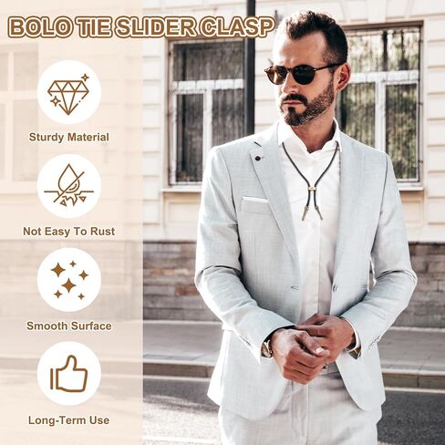 Patikil 20 PCS Bolo Tie Slide Clasp ، مستطيل مشبك مشبك الفارغ الفارغ للاختراق لعمليات الإبزيم Bolo Tie Western Western in Saudi Arabia
