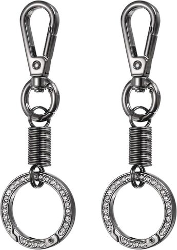 سلسلة مفاتيح Batikil Spring Double Ring ، أحجار راينستون رجعية قابلة للفصل خطافات مضللة مزدوجة حامل حلقة مسرب in Saudi Arabia