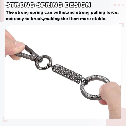 سلسلة مفاتيح Batikil Spring Double Ring ، أحجار راينستون رجعية قابلة للفصل خطافات مضللة مزدوجة حامل حلقة مسرب in Saudi Arabia