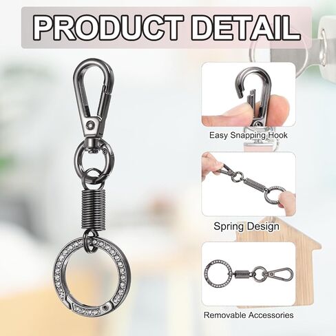 سلسلة مفاتيح Batikil Spring Double Ring ، أحجار راينستون رجعية قابلة للفصل خطافات مضللة مزدوجة حامل حلقة مسرب in Saudi Arabia