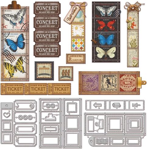 Globleland Postage Stamp Frame قطع يموت من أجل DIY Scrapbooking Metal Tickets Border Cut Vies Gornmark Cuts لتصنيع البطاقات تصنع ألبوم الصور الحرف الداكن in Saudi Arabia