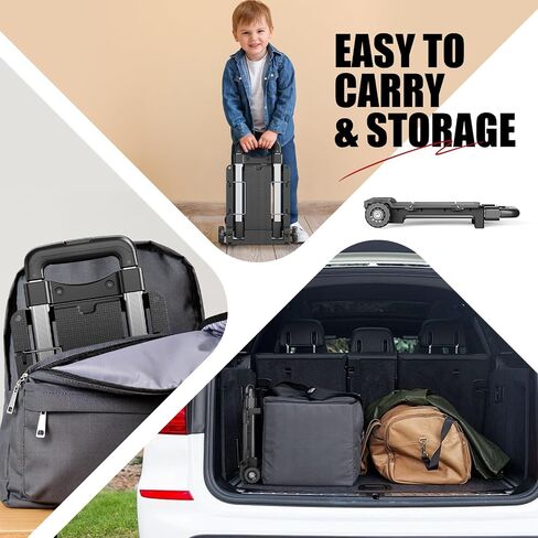 Mini Small Folding Hand Truck Dolly with 2 Tank Wheels, Expandable Base Plate Utility Luggage Cart with 1 Elastic Ropes, Portable Dolly Cart for School Travel Office Moving in Saudi Arabia