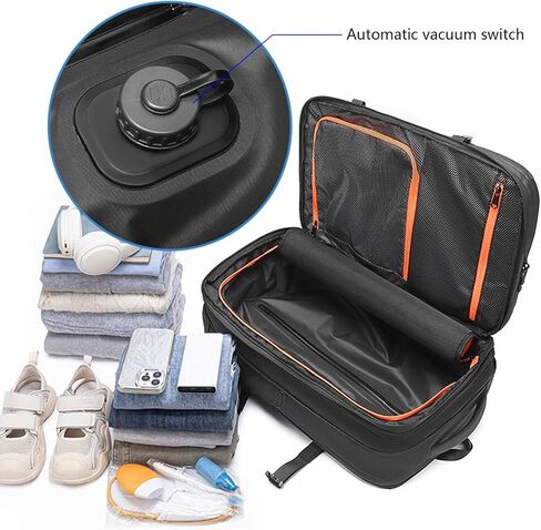 55L Travel Backpack with Built-in Vacuum Seal Backpacks Exapandable Waterproof Air Compression with electronic scale TSA Lock Carry-On Suitcase Luggage Laptop Bag Black in Saudi Arabia