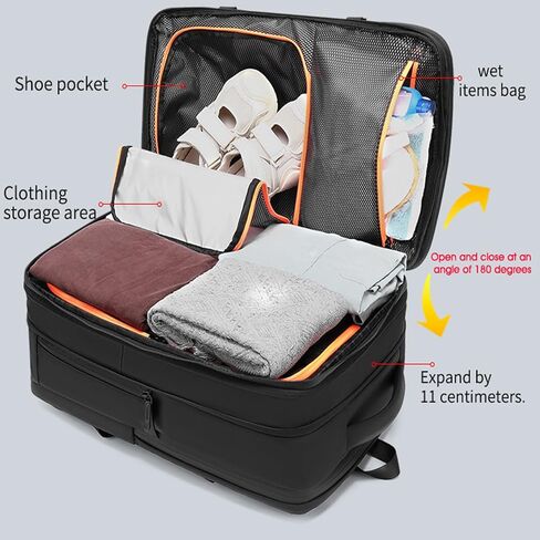 55L Travel Backpack with Built-in Vacuum Seal Backpacks Exapandable Waterproof Air Compression with electronic scale TSA Lock Carry-On Suitcase Luggage Laptop Bag Black in Saudi Arabia
