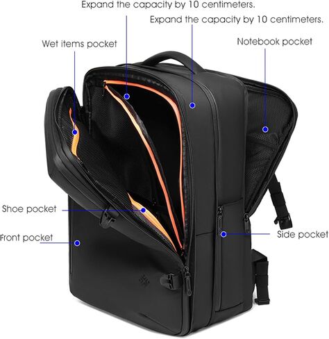 55L Travel Backpack with Built-in Vacuum Seal Backpacks Exapandable Waterproof Air Compression with electronic scale TSA Lock Carry-On Suitcase Luggage Laptop Bag Black in Saudi Arabia
