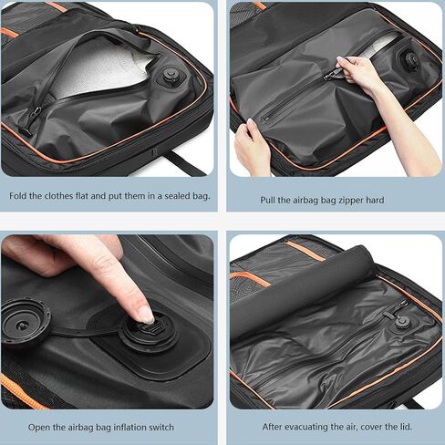 55L Travel Backpack with Built-in Vacuum Seal Backpacks Exapandable Waterproof Air Compression with electronic scale TSA Lock Carry-On Suitcase Luggage Laptop Bag Black in Saudi Arabia