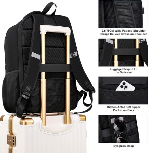 CAFELE TSA Friendly Flight Approved Business Backpack, Water-resistant Lightweight School Rucksack, Durable Large Weekender Bag Daypack (Black, 17.3 Inch) in Saudi Arabia