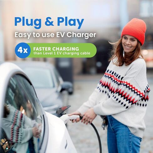 Duosida 32A EV Portable Charging Station, Level 2 EV Home Charger with Charging Screen, 20-ft EV SAE J1772 Charging Cable, Travel Case, EVSE Level 2 NEMA 14-50 Portable Charger in Saudi Arabia