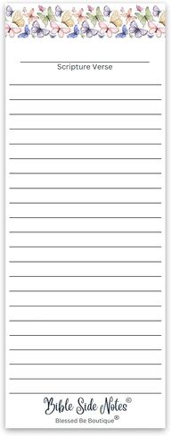 Blessed Be Boutique - Bible Side Notes, Easy-Use Bible Sticky Notes for Scripture Reading, Prayer Stationery Item, Religious Gifts, Butterfly, 100 Study Sheets, 2 7/8" W x 8" L Ea in Saudi Arabia