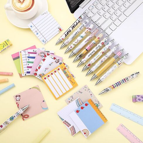 24 Pcs Teacher Appreciation Gifts Funny Teacher Sticky Notes Ballpoint Pens Cute Self-Stick Note Pads Bulk Thank You Gifts for School Classroom Office Thanksgiving Christmas Supplies in Saudi Arabia