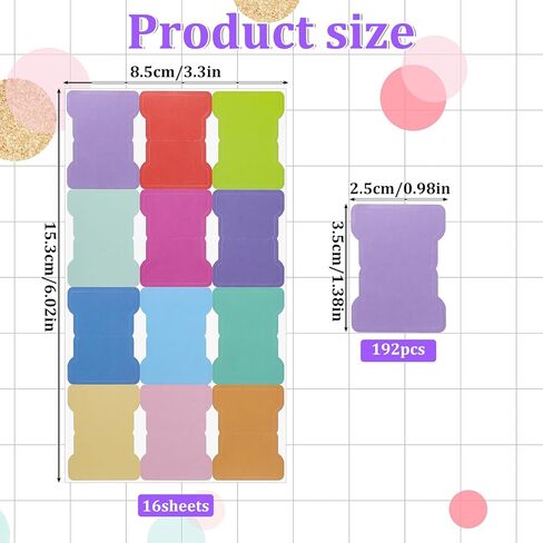 192 Pcs Sticky Index Tabs, 24 Colors Writable Page Markers Tabs Blank Monthly Tab Double Sided Book Sticky Notes Flags Self Adhesive Planner Stickers for Labeling Classifying Planning in Kuwait