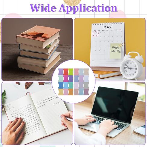 192 Pcs Sticky Index Tabs, 24 Colors Writable Page Markers Tabs Blank Monthly Tab Double Sided Book Sticky Notes Flags Self Adhesive Planner Stickers for Labeling Classifying Planning in Kuwait