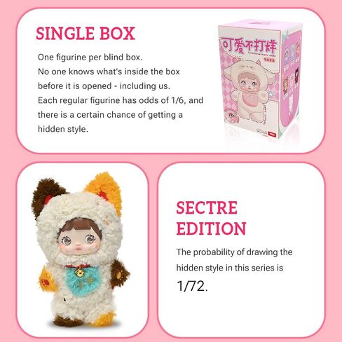 Nommi Blind Box, Cute Vinyl Face Plush Blind Box Figures, Nommi Loveliness Never Ends Series Plush Doll, Kawaii Collectible Toys Figure Mystery Box for Gifts, Single Box (1 of 7 Possible Styles) in Kuwait