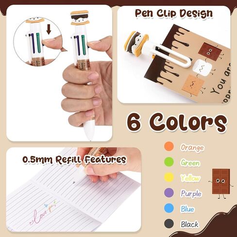 36 مجموعات s'more Marshmallow هدايا التقدير Bulk 6 في 1 متعدد الألوان Point Pen مضحك هدايا ملهمة لطيف مع إشارة مرجعية إيجابية للموظف العمل in Saudi Arabia