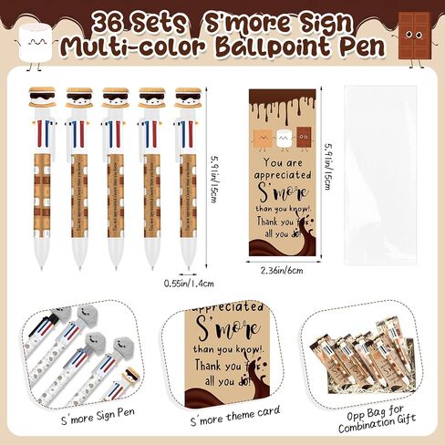 36 مجموعات s'more Marshmallow هدايا التقدير Bulk 6 في 1 متعدد الألوان Point Pen مضحك هدايا ملهمة لطيف مع إشارة مرجعية إيجابية للموظف العمل in Saudi Arabia
