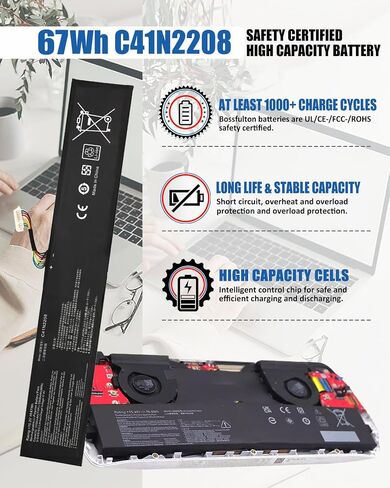 C41N2208 67Wh Gaming Handheld Battery Replacement for ASUS ROG Ally PC71L RC71L Gaming Handheld Series 15.48V 67Wh 4-Cell with Tools in Saudi Arabia