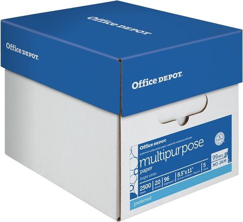 Office Depot® Multi-Use Paper & Copy Paper ، 5 Reams ، White ، Letter (8.5 "× 11") ، 2500 ورقة لكل حالة ، 20 رطل ، 96 Brigh in Saudi Arabia