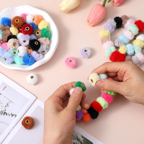 حبات 50pcs غامضة للأقلام القابلة للخرز ، حبات بوم بوم ملونة مختلطة ، حبة فافي ناعمة للأساور المجوهرات التي تجعل سلاسل المفاتيح أقراطا الحرف اليدوية الحرف اليدوية ، 0.8 بوصة in Kuwait