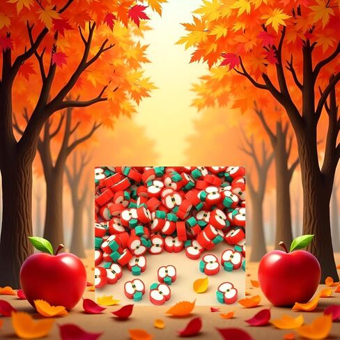 50 PCS بوليمر الطين حبات التفاح ، 1 1.6 مم التفاح الأحمر من البوليمر المصنوع يدويًا ، حبات شريحة التفاح شريحة التفاح ، الفاكهة الفواكبة الفواه in Kuwait