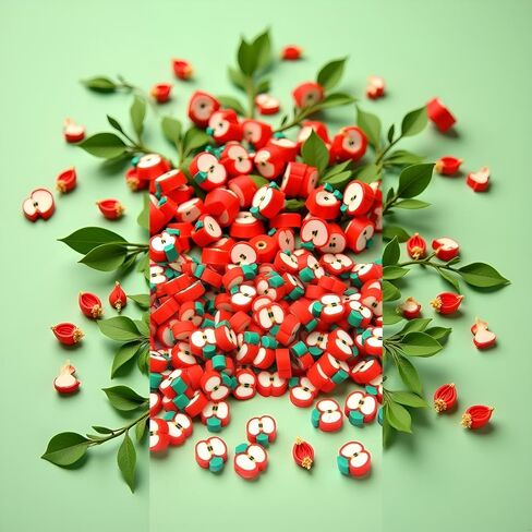 50 PCS بوليمر الطين حبات التفاح ، 1 1.6 مم التفاح الأحمر من البوليمر المصنوع يدويًا ، حبات شريحة التفاح شريحة التفاح ، الفاكهة الفواكبة الفواه in Kuwait