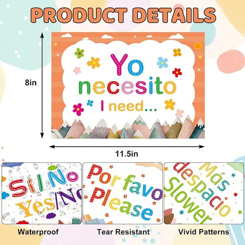 WorldBazaar Spanish Posters 16 Pcs Moving Mountains Spanish Language Learning Posters Words and Phrases Classroom Decorations School Study Materials for Teachers in Saudi Arabia