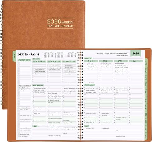 2026 Planner - Planner 2026 Weekly and Monthly, 11.38'' x 8.74'', 2026 Calendar Leather Planner, JAN 2026 - DEC 2026, Daily Hourly Appointment Book, To Do List, Monthly Tabs, Faux Soft Leather, Back Pockets - Brown in Kuwait