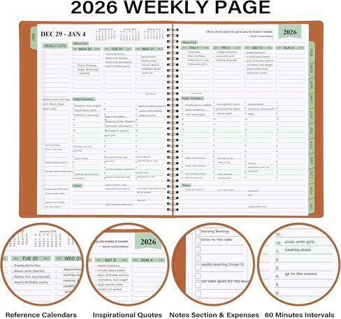 2026 Planner - Planner 2026 Weekly and Monthly, 11.38'' x 8.74'', 2026 Calendar Leather Planner, JAN 2026 - DEC 2026, Daily Hourly Appointment Book, To Do List, Monthly Tabs, Faux Soft Leather, Back Pockets - Brown in Kuwait