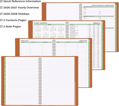 2026 Planner - Planner 2026 Weekly and Monthly, 11.38'' x 8.74'', 2026 Calendar Leather Planner, JAN 2026 - DEC 2026, Daily Hourly Appointment Book, To Do List, Monthly Tabs, Faux Soft Leather, Back Pockets - Brown in Kuwait