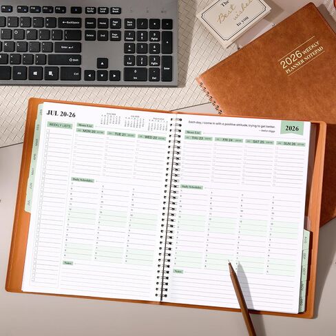 2026 Planner - Planner 2026 Weekly and Monthly, 11.38'' x 8.74'', 2026 Calendar Leather Planner, JAN 2026 - DEC 2026, Daily Hourly Appointment Book, To Do List, Monthly Tabs, Faux Soft Leather, Back Pockets - Brown in Kuwait